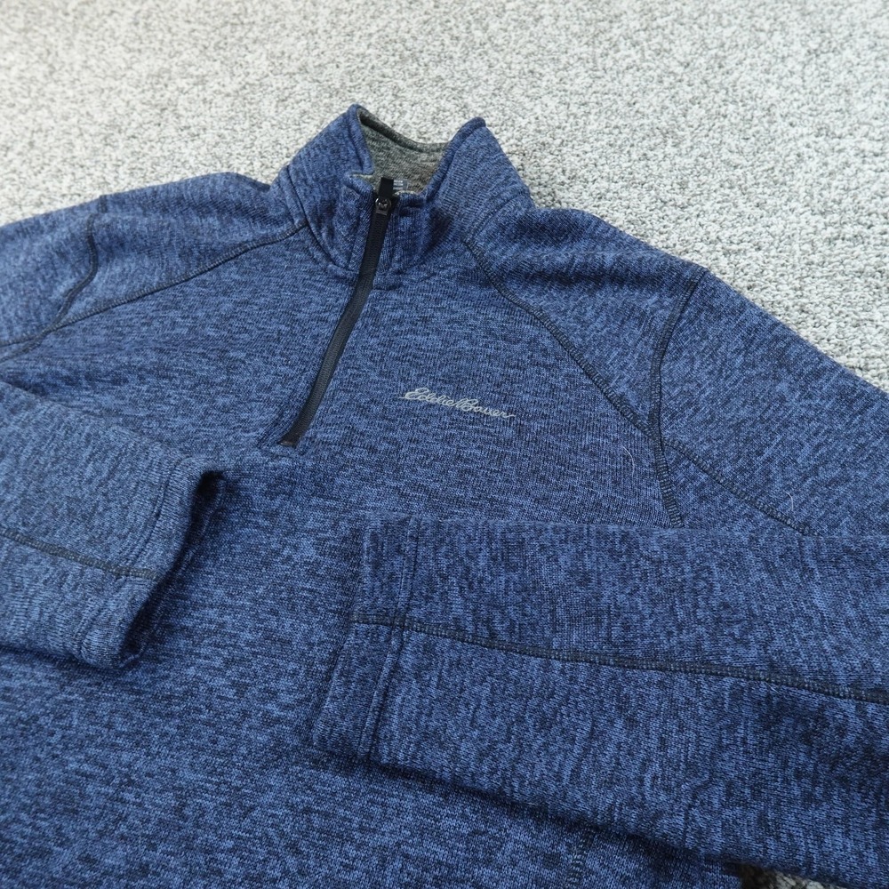 Eddie Bauer Pullover Mens L Blue 1/4 Zip Fleece‎ Long Sleeve Hiking Outdoor Top
